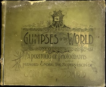 Antique Glimpses of World Portfolio of Photographs Book by John Stoddard Dated 1893