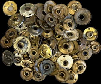 Huge Lot of 162 Antique Brass Nickel Plated Pieces Door Knob Escutcheons