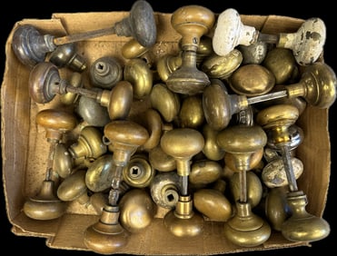 Huge Lot of 56 Brass Victorian Eastlake 10 Sets Door Knobs