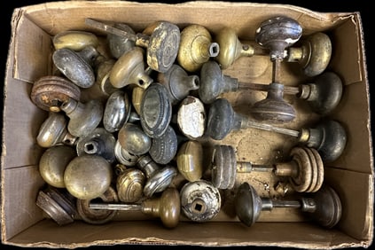 Huge Lot of 41 Brass Victorian Eastlake 6 Sets Door Knobs
