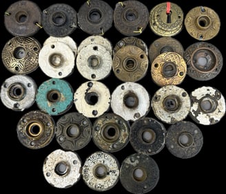 Fantastic Lot of 36 Eastlake Victorian Brass Ornately Decorated Escutcheons 10 Matching Pairs