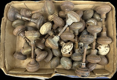 Lot of 58 Victorian Era Metal Brass Door Knobs 14 Pair Sets
