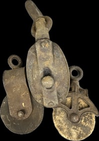 3 Piece Antique Industrial Farm Barn Pulley Lot