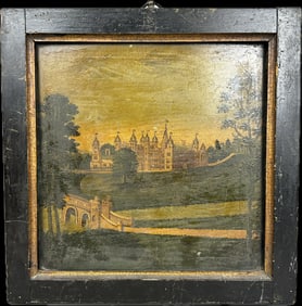 Fantatic 19th Century Oil On Board Featuring Palace