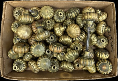 46 Piece Antique Eastlake Victorian All Matching Heavy Brass Decorated Door Knobs