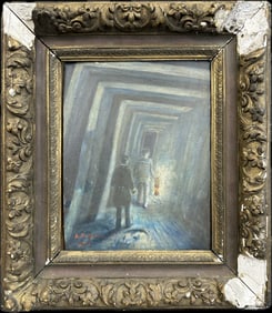 Early Signed 1921 Oil Painting French Artist Surrealism