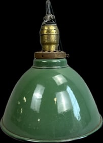 Beautiful Antique Industrial Gas Station Green Porcelain 8" Diameter Lamp Shade