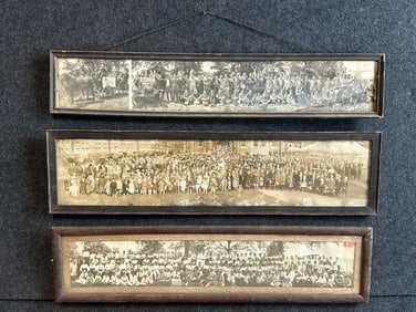 3 Piece Antique Early 1900s Yard Long Framed Photographs Ohio Michigan Detroit AO Patrol Church