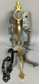 7 Piece Antique Eastlake Victorian Brass Cast Iron Door Latch Thumb Handle
