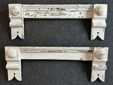 2 Piece Lot 19th Century Eastlake Ornate White Chippy Paint Window Surrounds
