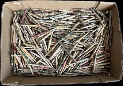 284 Piece Lot Antique Handmade 1930s Feather Tree Christmas Wallpaper Ornaments