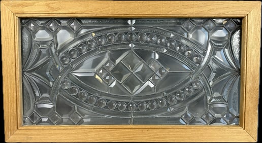 Beautiful Antique Early 1900s 36 Jewel Leaded Glass Window