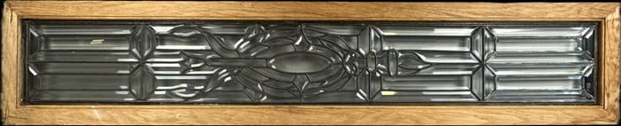 Ornate 1900s Victorian Leaded & Beveled Clear Cut Glass Window