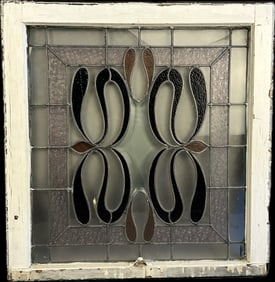 Incredibly Ornate Victorian Stained Leaded Florentine Glass Window w/ Unique S Pattern