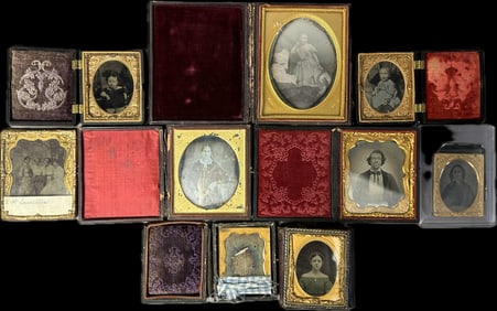 Lot 9 19th Century Ambrotype Daguerreotype Cased Photos Men Women Children
