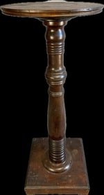 Stylish Early 20th Century Empire Walnut Round Flower Pedestal