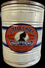 Graphic Little Chief 105 Pound Lard Can Nuckolls Pueblo Colorado