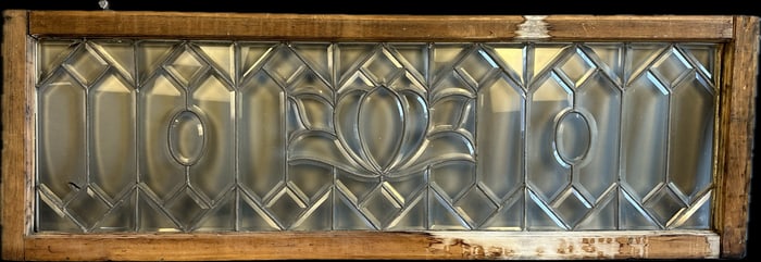 Beautiful Victorian Era Leaded Glass Floral Geometric Pattern Window