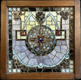Beautiful Multi Color Stained Glass Window Heavy Crystal Decorations Unique Pattern