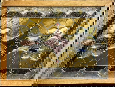 Stunning Multi Color Victorian Leaded Stained Glass  Window Multi Color Unique Pattern 17 Jewel