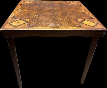 Incredible Late 19th Century Folding Poker Table w/ Inlaid Four Aces