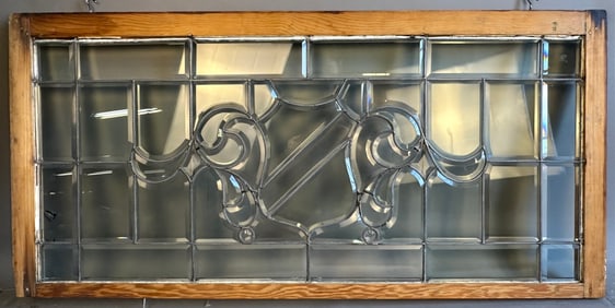 Beautiful Antique Leaded Glass Window Art Noveau Pattern
