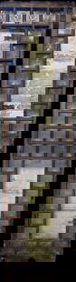 Fantastic Frank Lloyd Wright 45 Panel Luxfor Amethyst Prism Architectural Glass Tile Window: This lot is an incredible piece featuring 45 panel attributed to Frank Lloyd Wright. This window or accent wall piece does have a piece of glass missing but could easily be replaced. Overall measureme