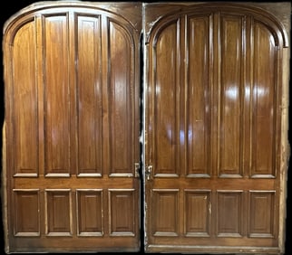 Massive Pair Antique Victorian Era Walnut Pocket Doors 107" Tall