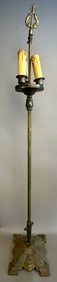 Art Deco Brass 3 Candle Lamp Art Noveau Finial
