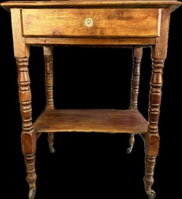 Antique 19th Century Single Drawer Night Stand w/Lower Shelf Twist Legs