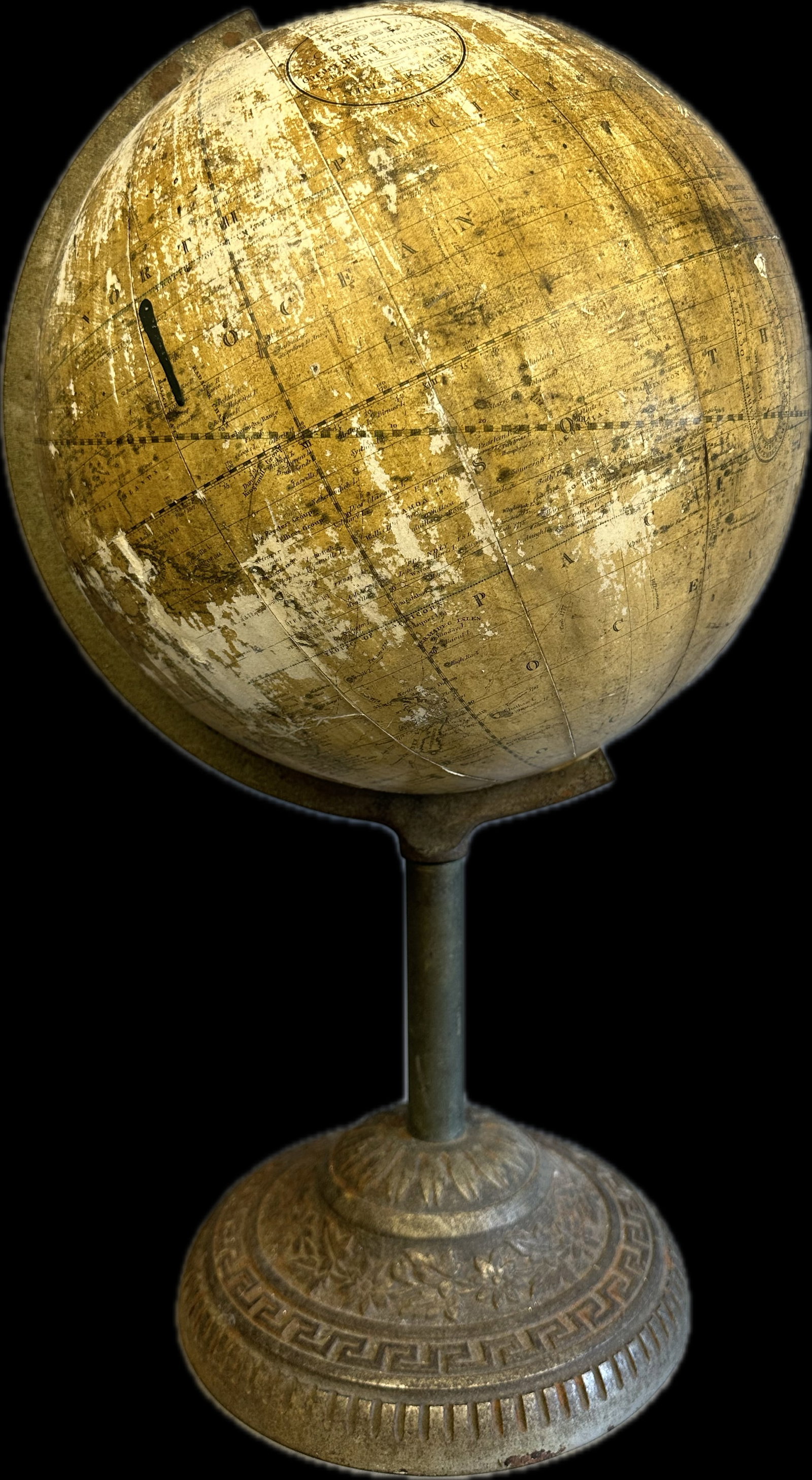 Antique 19th Century Franklin Celectrial Globe Nims & Knight Troy New York Ornate Cast Iron Base: This lot is for an incredible early 19th century Franklin Celectrial Globe on a very decorated cast iron base, made by Nims & Knight from Troy New York. Overall measurements are 11"x11.5"x21.25". The 