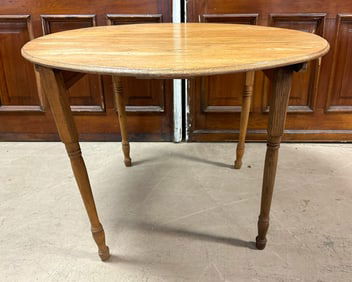 Antique 19th Century Oak Wood Folding Round Top Table