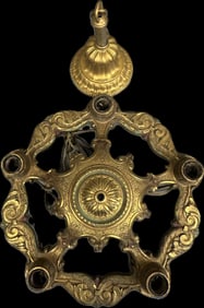 Beautiful Antique Solid Brass Art Noveau Hanging Chandelier 5 Bulb Lighting