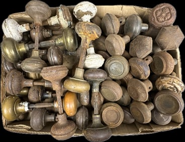 73 Piece Huge Lot Antique Victorian Brass Door Knobs