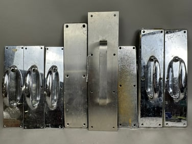 8 Piece Antique Nickel Plated Brass Stainless Steel Corbin Door Latch Plates