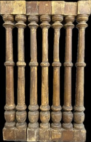 7 Piece Lot Antique Victorian Era Bannister Spindles Unique Pattern Matching Set of 7