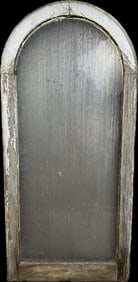 Antique Victorian Era Rounded Top Window Frame w/Wavy Old Frosted Glass