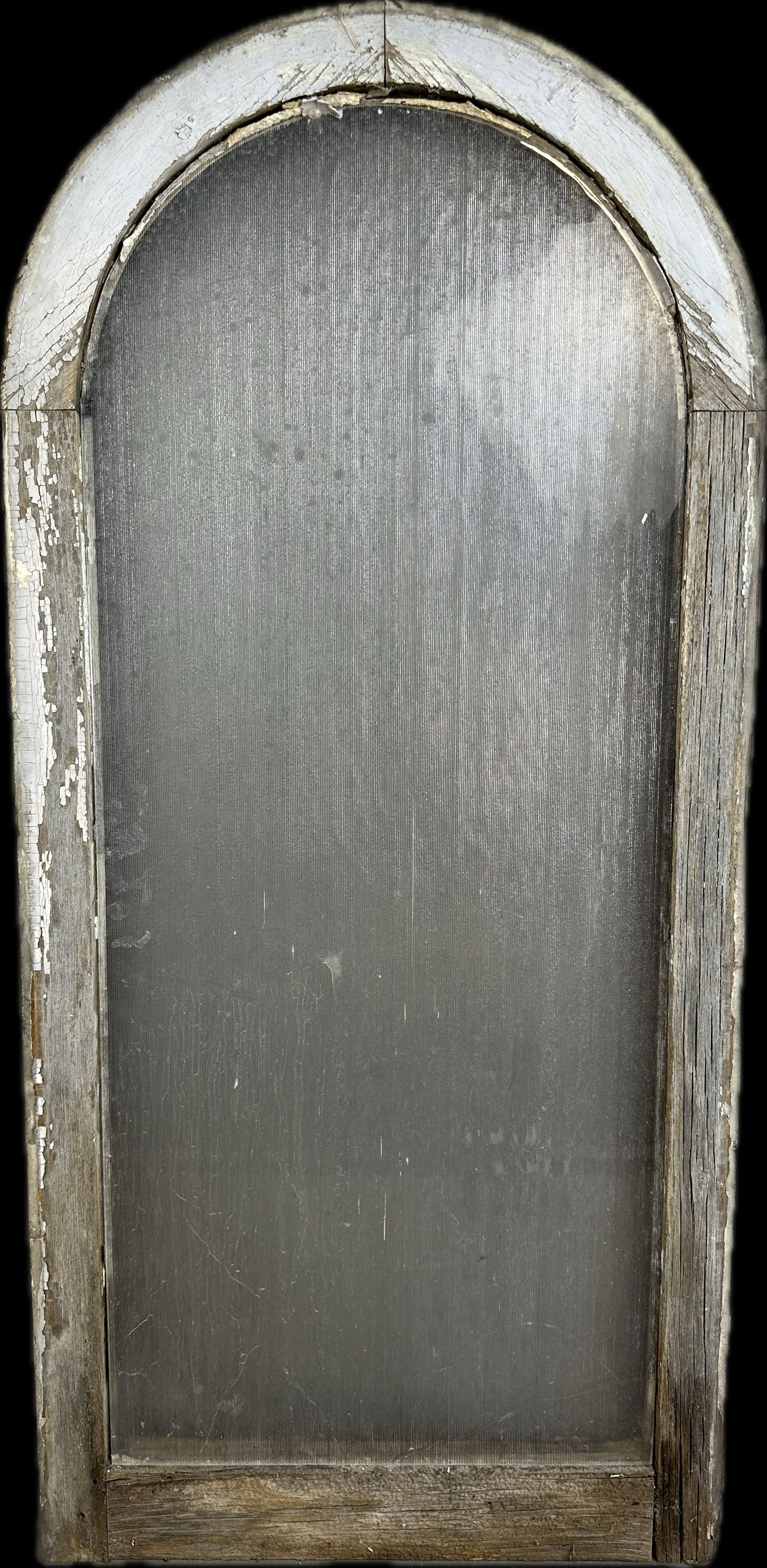 Antique Victorian Era Rounded Top Window Frame w/Wavy Old Frosted Glass (1 of 10)