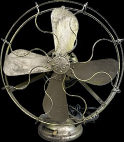 Antique 4 Brass Blade GE Electric 3 Speed Fan Wire Cage17.5" Diameter