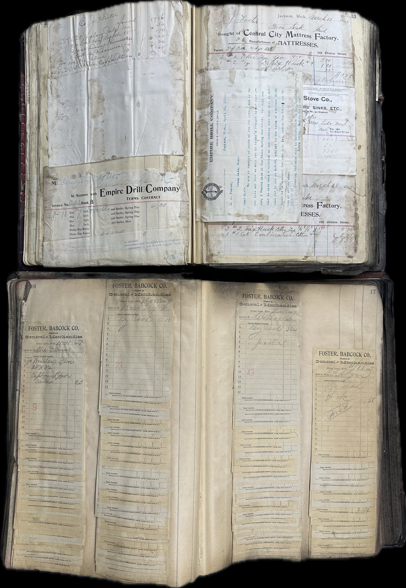 Huge Lot 2 Late 19th Century Leather Ledger Books Hardware Receipts Grass Lake Michigan (1 of 20)