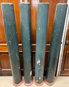 Antique Lot of 4 Matching Front Porch Pillars Black Painted Surface 64"
