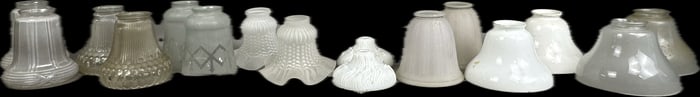 Beautiful 16 Piece Lot Antique Depression Era Reversed Painted Art Glass Embossed Lamp Shades 8