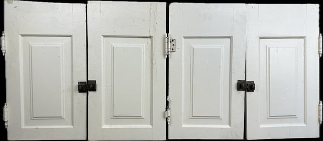 Antique Victorian Era 4 Piece Lot Matching White Painted Cabinet Doors Walnut Lot #1
