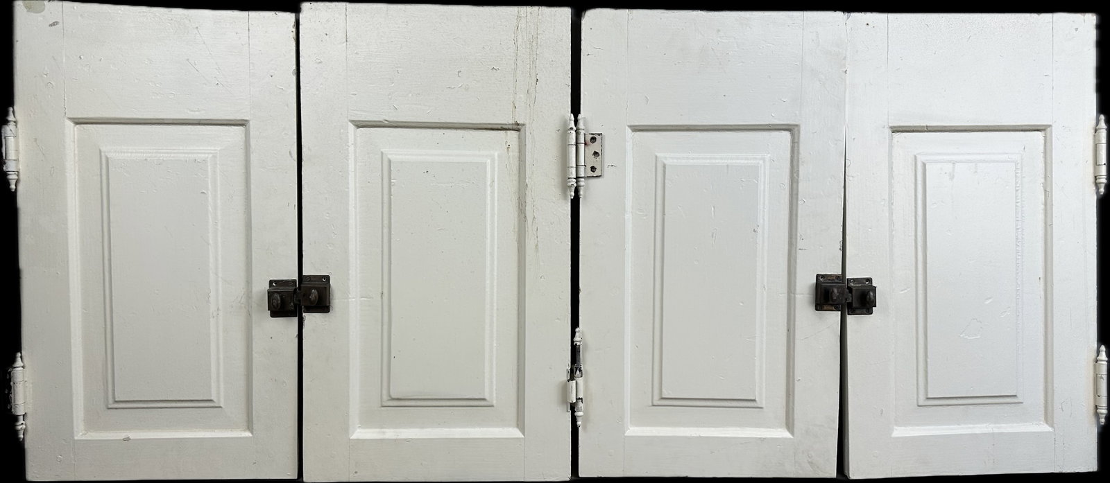 Antique Victorian Era 4 Piece Lot Matching White Painted Cabinet Doors Walnut Lot #1 (1 of 13)