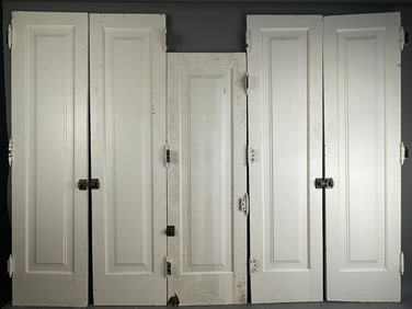 Antique Victorian Era 4 Piece Lot Matching White Painted Cabinet Doors Walnut Lot #2