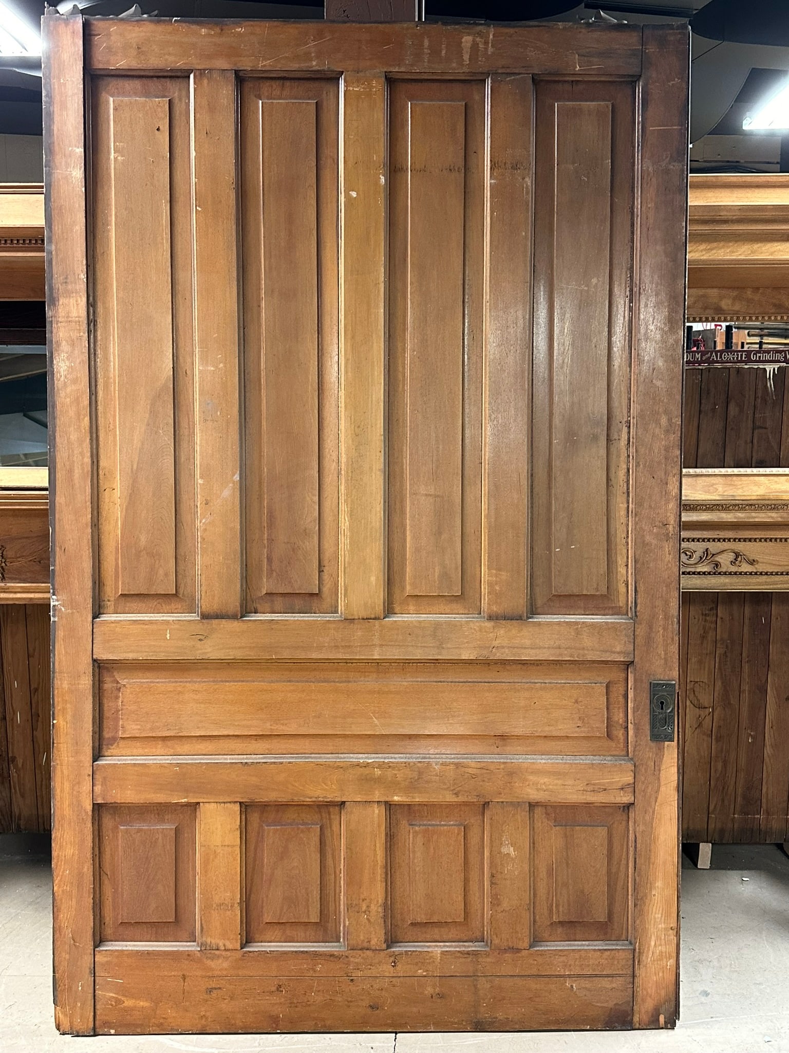 Fantastic Antique Early 1900s Large 95" Tall Solid Wood Pocket Door (1 of 19)