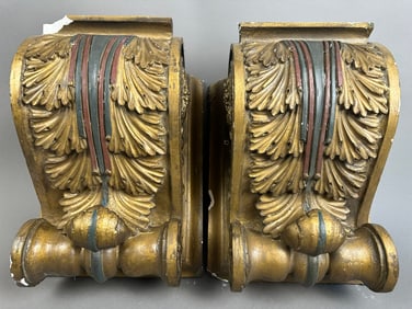 Antique Pair Incredible Ornate Plaster Victorian Era Corbels #1