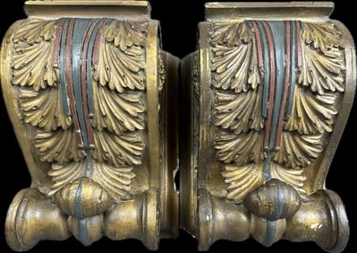 Antique Pair Incredible Ornate Plaster Victorian Era Corbels #2