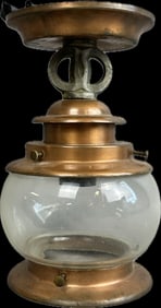 Antique 1920s Copper & Glass Art Deco Light Fixture