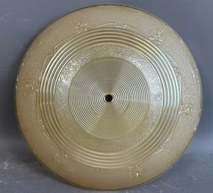 Ornate Art Deco Yellow Amber Embossed Ceiling Fixture